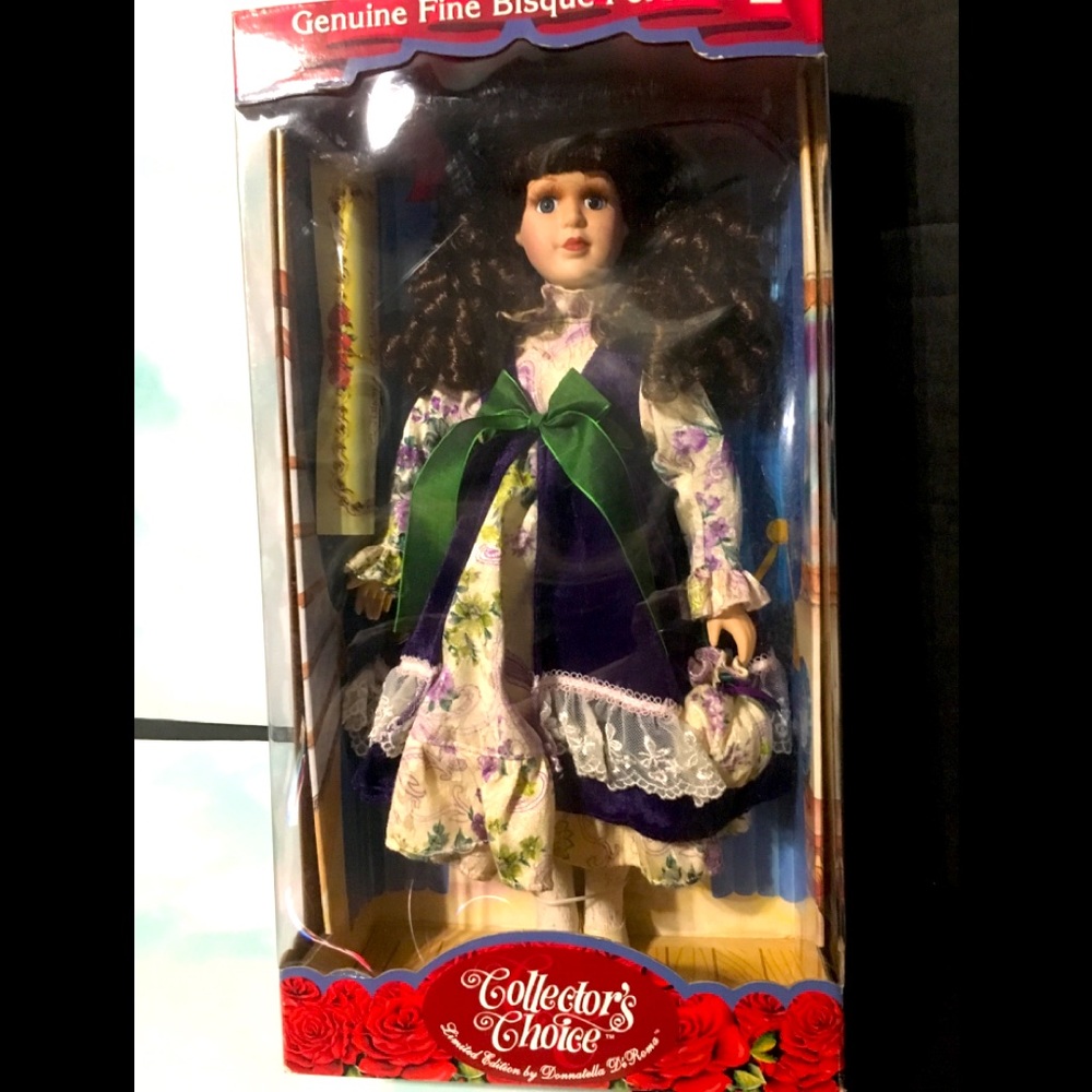 NWT Hand Painted Bisque 90s Porcelain Doll 18”